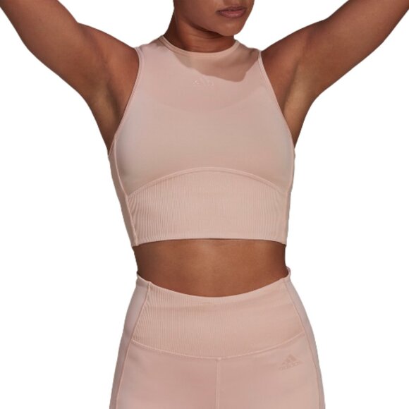 Brand New adidas Training Hyperglam ribbed Cut-Out crop top - Picture 3 of 16
